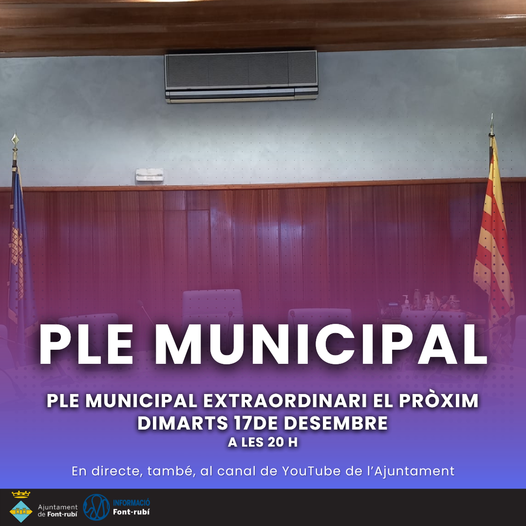 Convocatòria de Ple Municipal Extraordinari