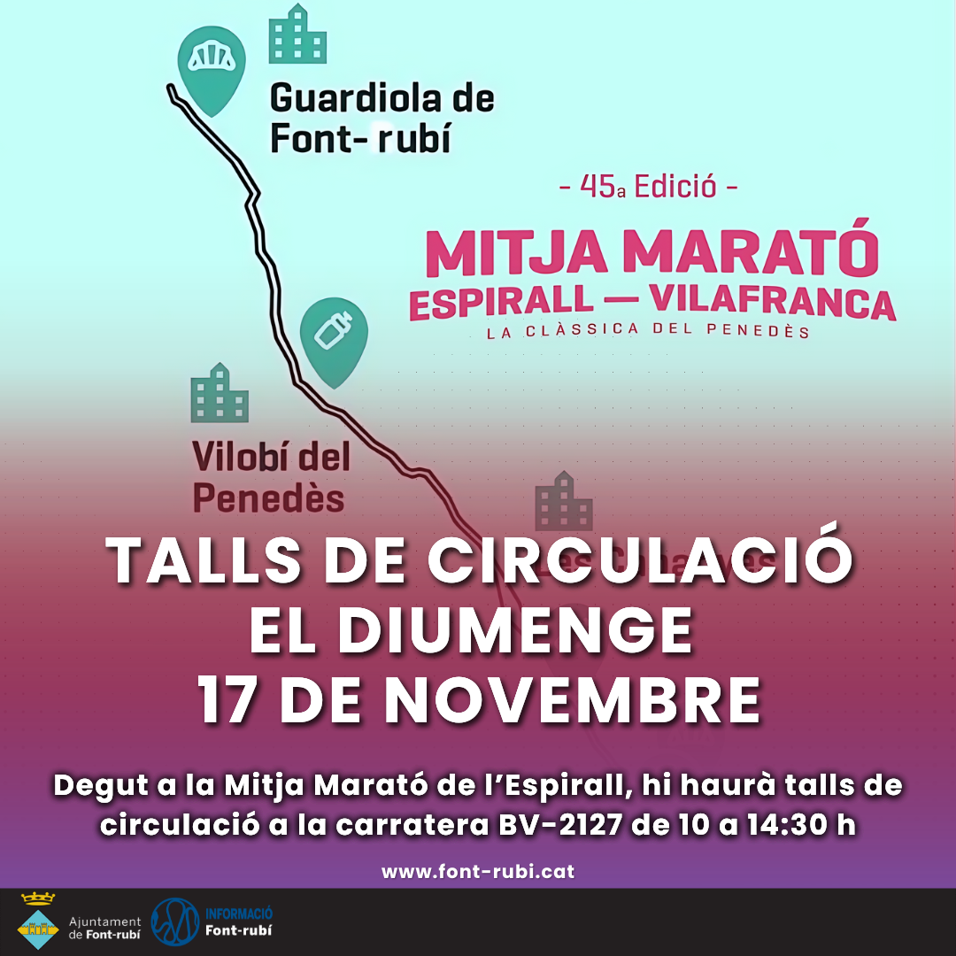 Talls de circulació el diumenge 17 de novembre