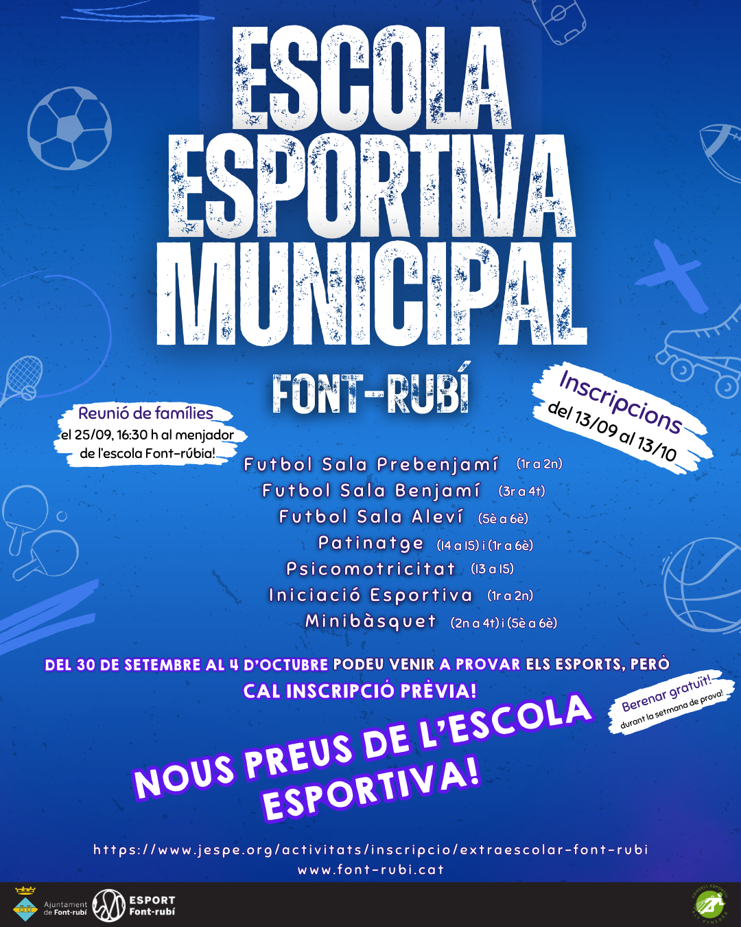 Nous preus de l'Escola Esportiva Municipal de Font-rubí! 