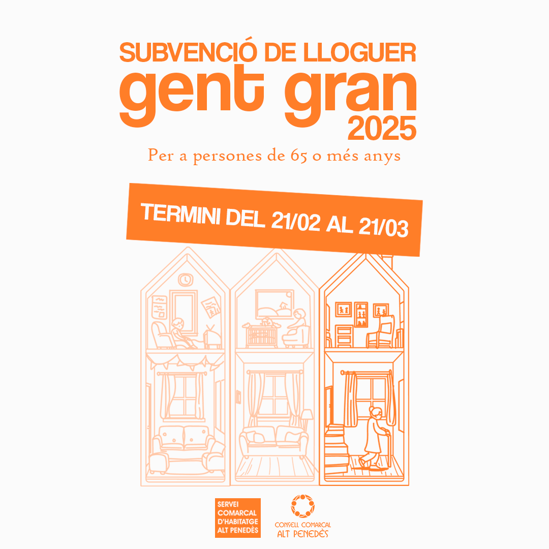 Convocatòria de la subvenció de lloguer per a gent gran 2025 (+65 anys)