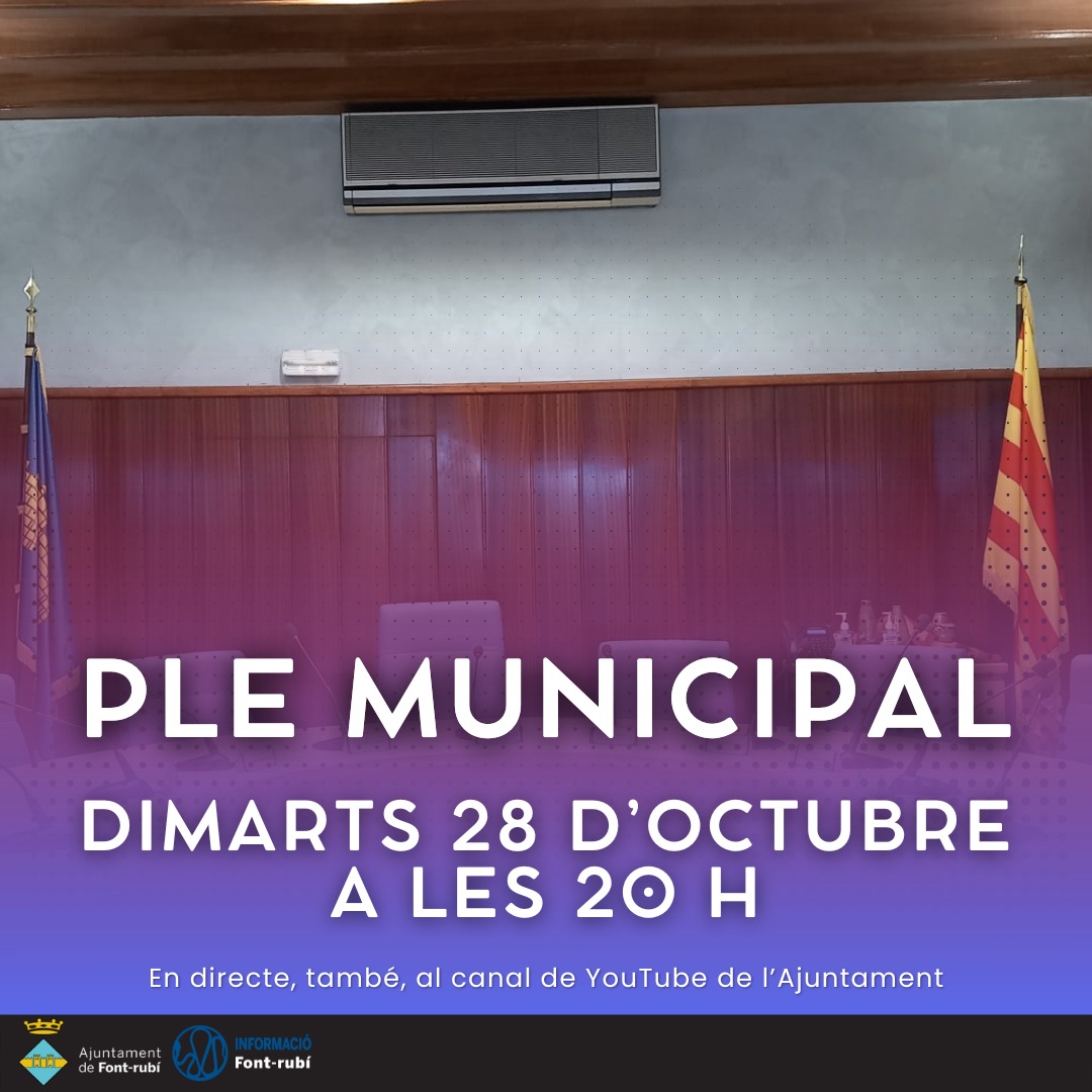 Convocatòria de Ple ordinari - 28 d'octubre de 2025