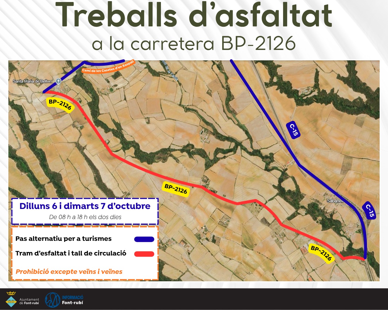 Treballs d'asfaltat a la carretera BP-2126