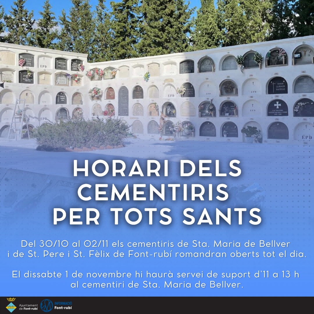 Horari dels cementiris per Tots Sants