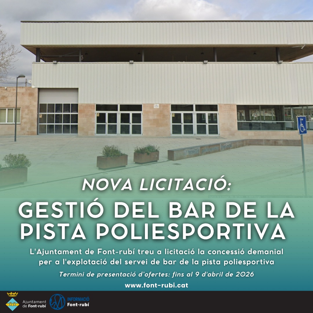 Nova Licitaci&oacute;: Gesti&oacute; del bar de la Pista Poliesportiva